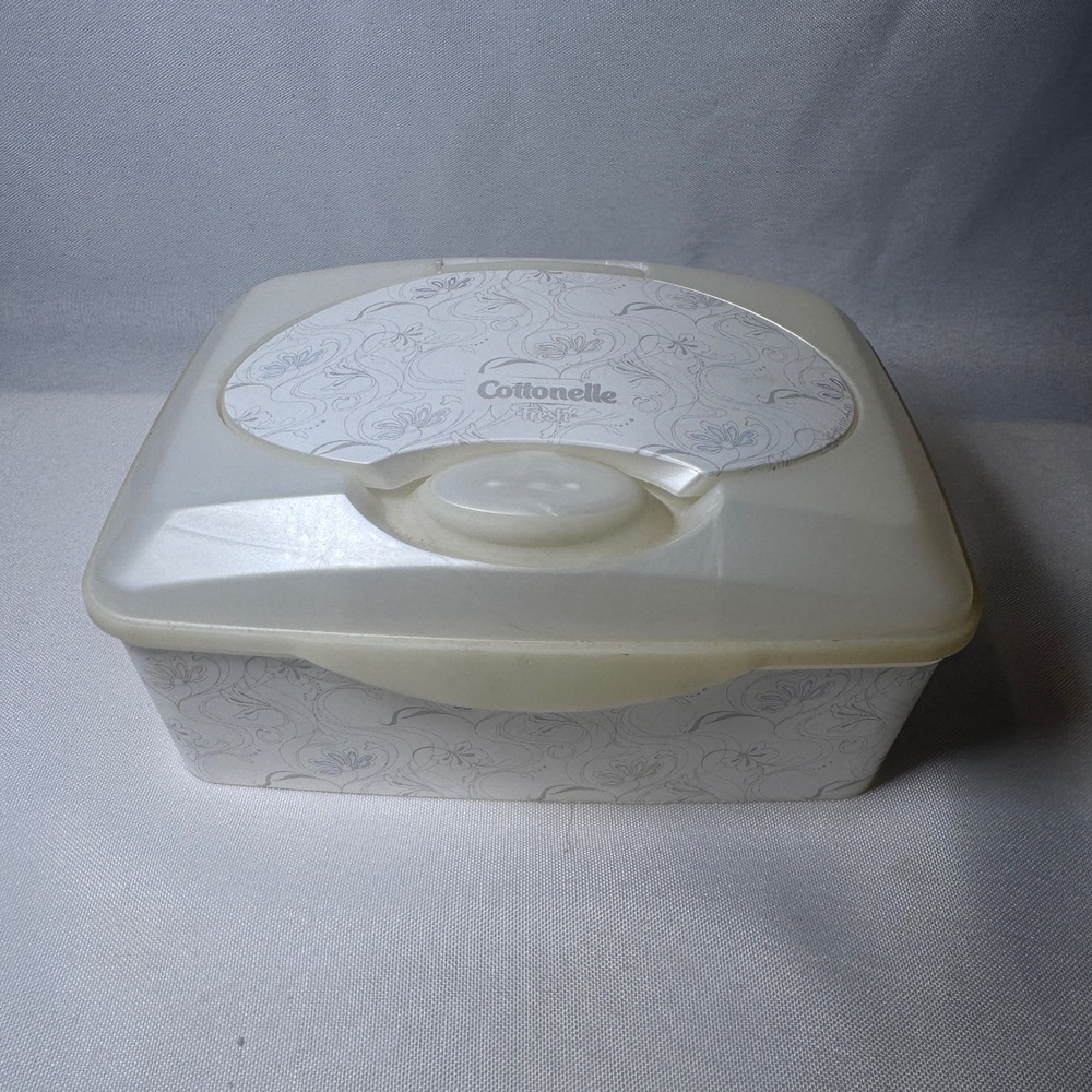 Cottonelle Fresh Flushable Wipes Dispenser Tub White Floral Pop Up Lid Reusable